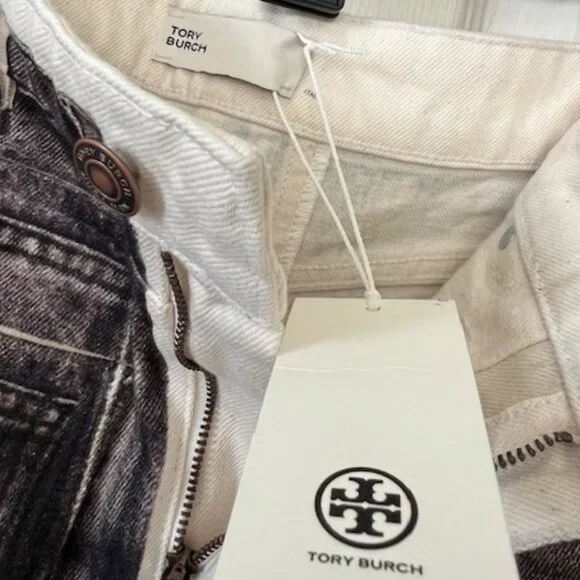 TORY BURCH Overprinted Deconstructed Denim Skirt (NWT) - Picture 6 of 7